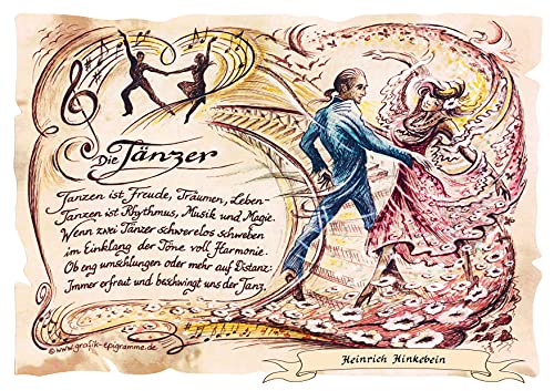 Die Staffelei Geschenk Karte A4 Tanz Tänzer Tänzerin Tanzlehrer Tanzen Zeichnung mit Gedicht, mit Personalisierung von Die Staffelei