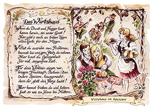 Die Staffelei Geschenk Karte A4 Wirtshaus Wirtin Gastwirt Wirt Zeichnung mit Gedicht, mit Personalisierung von Die Staffelei