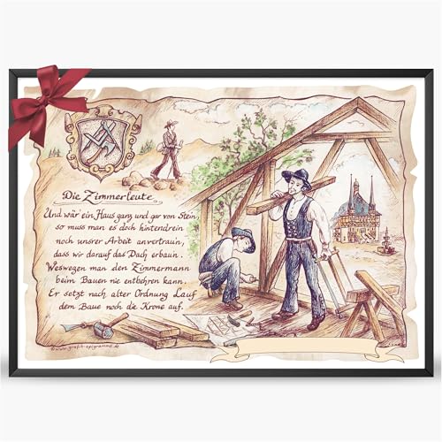 Die Staffelei Geschenk Zimmerleute/Witziges Gedicht mit liebevoller Zeichnung auf hochwertigem Papier/besondere Geschenkidee für den Zimmermann Die Staffelei Geschenk Zimmerleute/Witziges Gedicht mit liebevoller Zeichnung auf hochwertigem Papier/besondere Geschenkidee für den Zimmermann von Die Staffelei