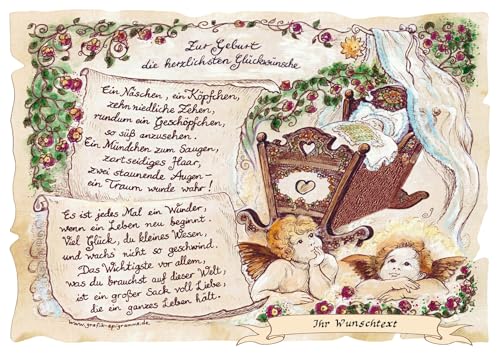 Die Staffelei Geschenk Geburt/Witziges Gedicht mit liebevoller Zeichnung auf hochwertigem Papier/besondere Geschenkidee für den Geburt von Die Staffelei