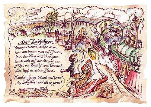 Die Staffelei Geschenk Lokführer/Witziges Gedicht mit liebevoller Zeichnung auf hochwertigem Papier/besondere Geschenkidee für den Lokführer Die Staffelei Geschenk Lokführer/Witziges Gedicht mit liebevoller Zeichnung auf hochwertigem Papier/besondere Geschenkidee für den Lokführer von Die Staffelei