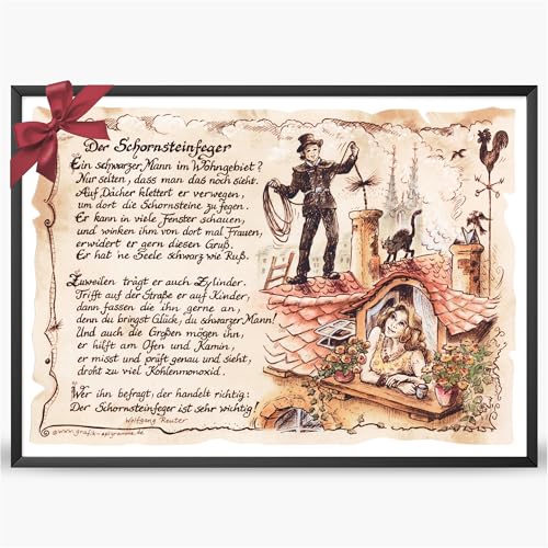 Die Staffelei - Schornsteinfeger Zunftbild Kunstdruck - Witziges Gedicht auf hochwertigem Papier - Geschenkidee für Wohnzimmer von Die Staffelei