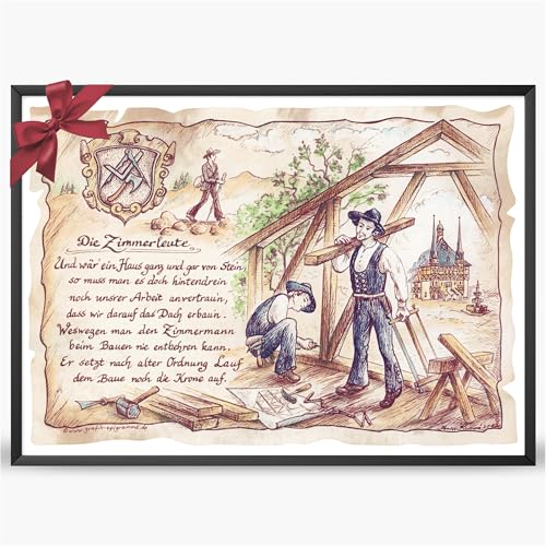 Die Staffelei Geschenk Zimmerleute/Witziges Gedicht mit liebevoller Zeichnung auf hochwertigem Papier/besondere Geschenkidee für den Zimmermann Die Staffelei Geschenk Zimmerleute/Witziges Gedicht mit liebevoller Zeichnung auf hochwertigem Papier/besondere Geschenkidee für den Zimmermann von Die Staffelei