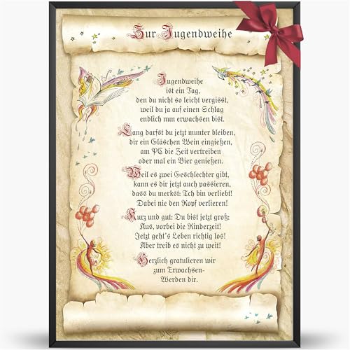 Die Staffelei Geschenkkarte Jugendweihe Urkunde A4 / Witziges Gedicht auf hochwertigem Papier/besondere Geschenkidee zur Jugendweihe Die Staffelei Geschenkkarte Jugendweihe Urkunde A4 / Witziges Gedicht auf hochwertigem Papier/besondere Geschenkidee zur Jugendweihe von Die Staffelei
