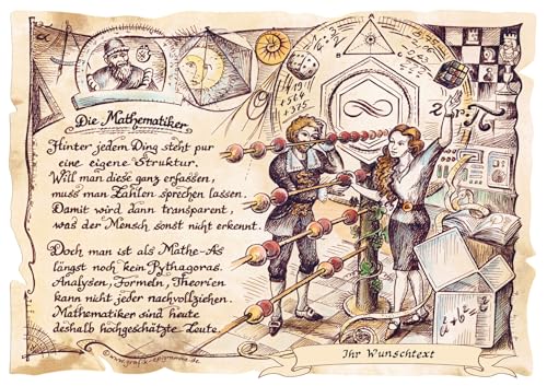 Die Staffelei Geschenk Mathematiker/Witziges Gedicht mit liebevoller Zeichnung auf hochwertigem Papier/besondere Geschenkidee für den Mathematiker (A4 (29,7cm x 21cm), personalisiert) von Die Staffelei