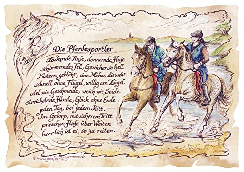 Die Staffelei Geschenk Pferdesportler/Witziges Gedicht mit liebevoller Zeichnung auf hochwertigem Papier/besondere Geschenkidee für den Pferdesportler (A4 (29,7cm x 21cm)) von Die Staffelei