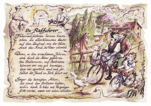 Die Staffelei Geschenk Radfahrer/Witziges Gedicht mit liebevoller Zeichnung auf hochwertigem Papier/besondere Geschenkidee für den Radfahrer (A4 (29,7cm x 21cm)) von Die Staffelei