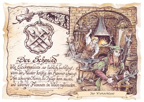Die Staffelei Geschenk Schmied/Witziges Gedicht mit liebevoller Zeichnung auf hochwertigem Papier/besondere Geschenkidee für den Schmied von Die Staffelei
