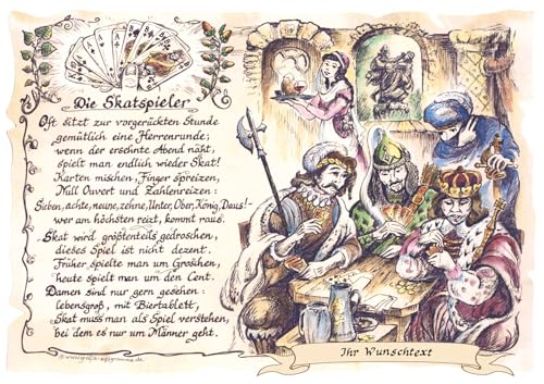 Die Staffelei Geschenk Skatspieler/Witziges Gedicht mit liebevoller Zeichnung auf hochwertigem Papier/besondere Geschenkidee für den Skatspieler Die Staffelei Geschenk Skatspieler/Witziges Gedicht mit liebevoller Zeichnung auf hochwertigem Papier/besondere Geschenkidee für den Skatspieler von Die Staffelei