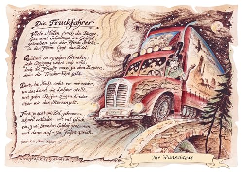 Die Staffelei Geschenk Truckfahrer/Witziges Gedicht mit liebevoller Zeichnung auf hochwertigem Papier/besondere Geschenkidee für den Truckfahrer Die Staffelei Geschenk Truckfahrer/Witziges Gedicht mit liebevoller Zeichnung auf hochwertigem Papier/besondere Geschenkidee für den Truckfahrer von Die Staffelei