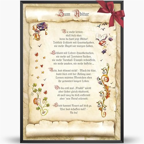 Die Staffelei Geschenkkarte Abitur Urkunde A4 / Witziges Gedicht auf hochwertigem Papier/besondere Geschenkidee zur bestandenen Prüfung/Glückwunsch zur bestandenen Prüfung Die Staffelei Geschenkkarte Abitur Urkunde A4 / Witziges Gedicht auf hochwertigem Papier/besondere Geschenkidee zur bestandenen Prüfung/Glückwunsch zur bestandenen Prüfung von Die Staffelei