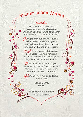 Die Staffelei Geschenkkarte Meine liebe Mama Urkunde A4 / Witziges Gedicht auf hochwertigem Papier / besondere Geschenkidee für die Mama von Die Staffelei