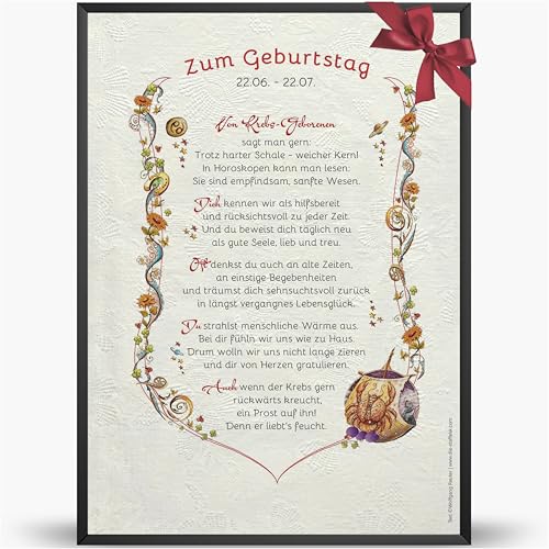 Die Staffelei Geschenkkarte für Sternzeichen Urkunde A4 / Witziges Gedicht auf hochwertigem Papier/besondere Geschenkidee (Krebs) von Die Staffelei