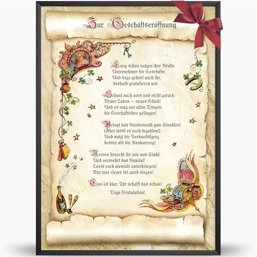 Die Staffelei Geschenkkarte zur Geschäftseröffnung Urkunde A4 / Witziges Gedicht auf hochwertigem Papier/besondere Geschenkidee zur Eröffnung von Die Staffelei