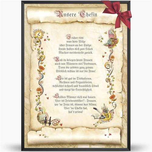 Die Staffelei Glückwunschkarte für die Chefin Urkunde A4 / Witziges Gedicht auf hochwertigem Papier/besondere Geschenkidee Die Staffelei Glückwunschkarte für die Chefin Urkunde A4 / Witziges Gedicht auf hochwertigem Papier/besondere Geschenkidee von Die Staffelei