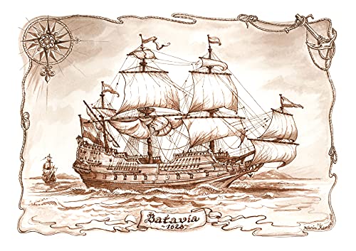 Die Staffelei Historisches Schiff Batavia 1628, Zeichnung, A4 von Die Staffelei