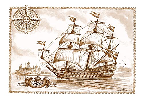 Die Staffelei Historisches Schiff VASA 1628, Zeichnung, A4 von Die Staffelei