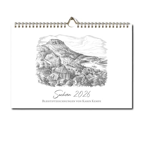 Die Staffelei KALENDER 2026 / Kunstkalender A4 / Bleistift-Zeichnungen/hochwertiges 250g Papier, Spiralbindung/besondere Geschenkidee für das neue Jahr (Sachsen, Bleistiftzeichnungen) von Die Staffelei