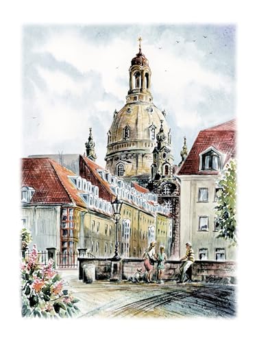 Die Staffelei Wandbild/Aquarellzeichnung A4 von Dresden/hochwertiges 250g Papier/besondere Geschenkidee für den Dresden-Freund (Malerblick) von Die Staffelei