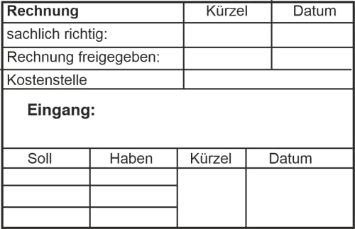 Holzstempel Kontierungsstempel, das Datum manuell eintragen – Custom- (85x55 mm) in verschiedenen Ausführungen, Büro, Buchungsstempel, Kontierungsstempel von Die Stempel GmbH