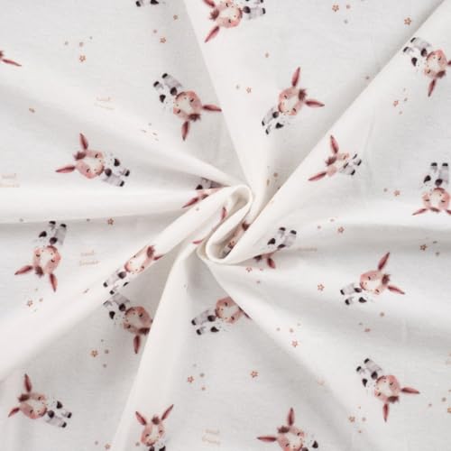 Baumwoll-Flanellstoff Digitaldruck – 100 % Baumwolle, 145 cm breit, 150 g/m² – Kuschelstoff Meterware für Baby & Kinder, 2 Designs (Eselchen/Teddybären), ecru – Nähen (Eselchen) von Die Stofftante