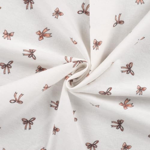 Baumwoll-Flanellstoff Digitaldruck – 100 % Baumwolle, 145 cm breit, 150 g/m² – Kuschelstoff Meterware für Baby & Kinder, 5 Designs, ecru – Nähen (Schleifen) von Die Stofftante
