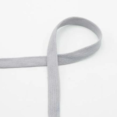 Flachkordel/Hoodiekordel / 15 mm/Baumwolle / 1 m/Meterware/viele Farben (Silver) von Die Stofftante