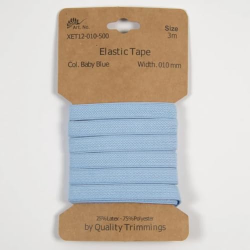 Gummiband | 3m-Karten | 10mm oder 20mm breit (10 mm - baby blue) von Die Stofftante