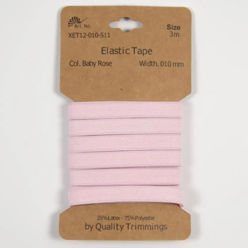 Gummiband | 3m-Karten | 10mm oder 20mm breit (10 mm - baby rose) von Die Stofftante