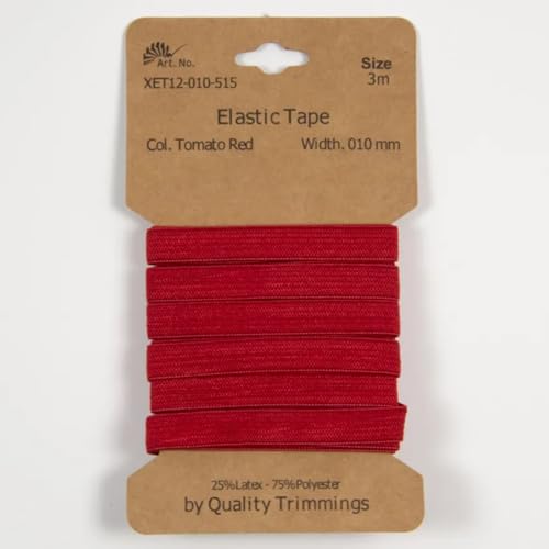 Die Stofftante Gummiband | 3m-Karten | 10mm oder 20mm breit (10 mm - Rot) von Die Stofftante