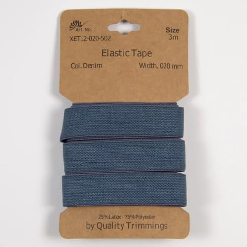 Gummiband | 3m-Karten | 10mm oder 20mm breit (20 mm - denim) von Die Stofftante