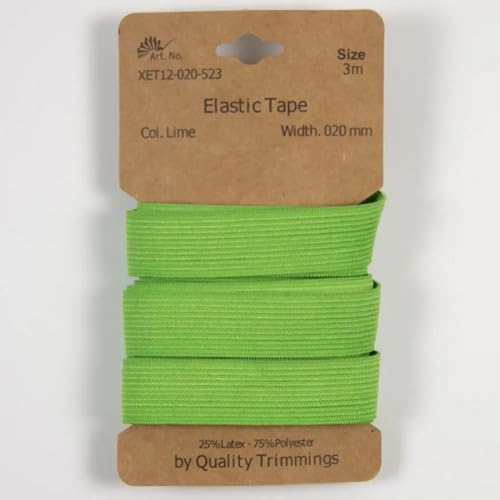 Gummiband | 3m-Karten | 10mm oder 20mm breit (20 mm - lime) von Die Stofftante