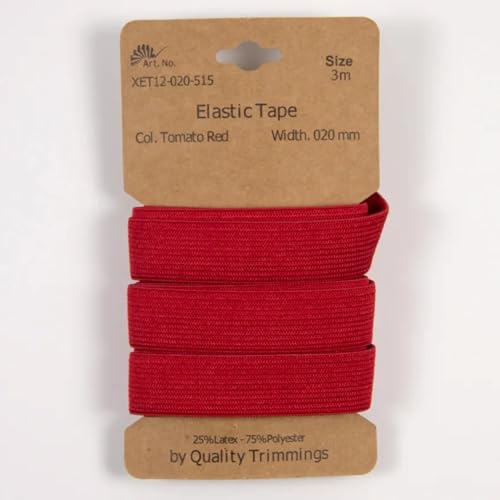 Gummiband | 3m-Karten | 10mm oder 20mm breit (20 mm - rot) von Die Stofftante