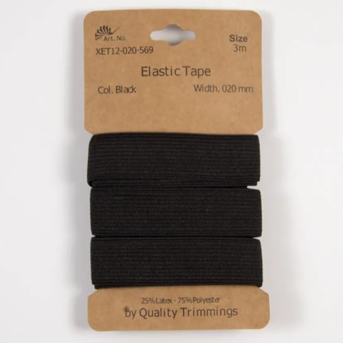 Gummiband | 3m-Karten | 10mm oder 20mm breit (20 mm - schwarz) von Die Stofftante