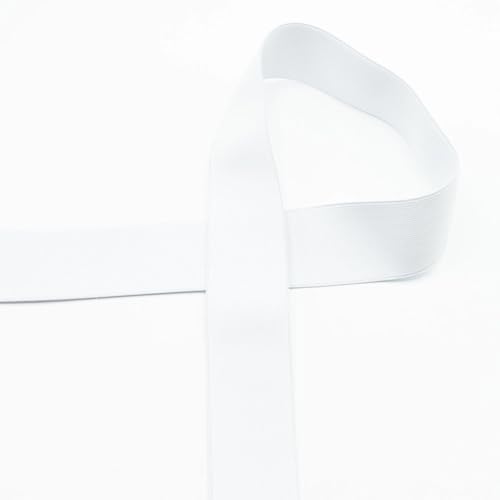 Gummiband 40 mm breit | farbig | 1m und 2m Längen | keine Meterware (weiß, 1 Meter) von Die Stofftante