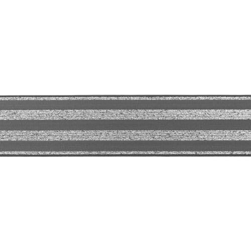 Gummiband | Elastic-Band | 40 mm | Streifen | Lurex Silber | viele Farben | Preis gilt für 1 m | Meterware (dunkelgrau) von Die Stofftante