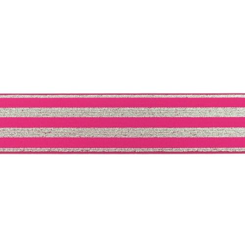 Gummiband | Elastic-Band | 40 mm | Streifen | Lurex Silber | viele Farben | Preis gilt für 1 m | Meterware (fuchsia) von Die Stofftante