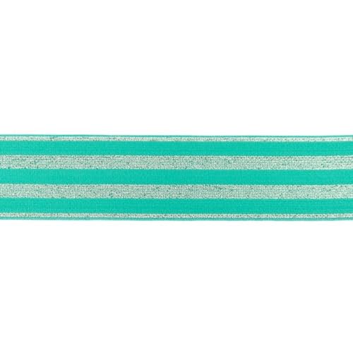 Gummiband | Elastic-Band | 40 mm | Streifen | Lurex Silber | viele Farben | Preis gilt für 1 m | Meterware (mint) von Die Stofftante