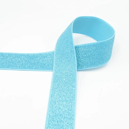 Die Stofftante Gummiband Glitzer 40 mm | 1 m | Blue | 55% Latex, 25% Polyester, 20% Lurex | Casual von Die Stofftante