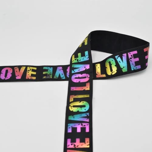 Gummiband LOVE | 40 mm breit | Preis gilt für 1 m | Meterware (multicolor) von Die Stofftante