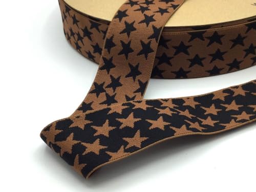 Gummiband STARS & ZEBRA | 40 mm breit | Preis gilt für 1 m | Meterware (Stars black) von Die Stofftante