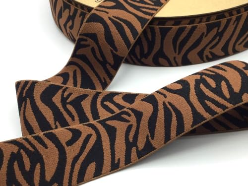 Gummiband STARS & ZEBRA | 40 mm breit | Preis gilt für 1 m | Meterware (Zebra braun) von Die Stofftante