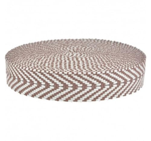 Gurtband 40mm Fischgrät, gemustert, aus nachhaltigem Material | Meterware (rotbraun-natur) von Die Stofftante