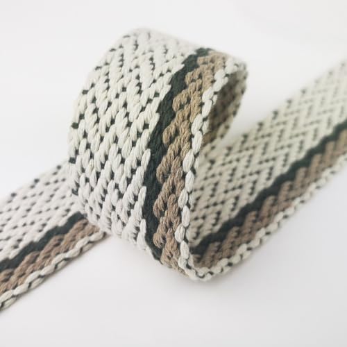 Gurtband gemustert, aus nachhaltigem Material, 40 mm breit | Decor, natur-army | 1 m | Meterware von Die Stofftante