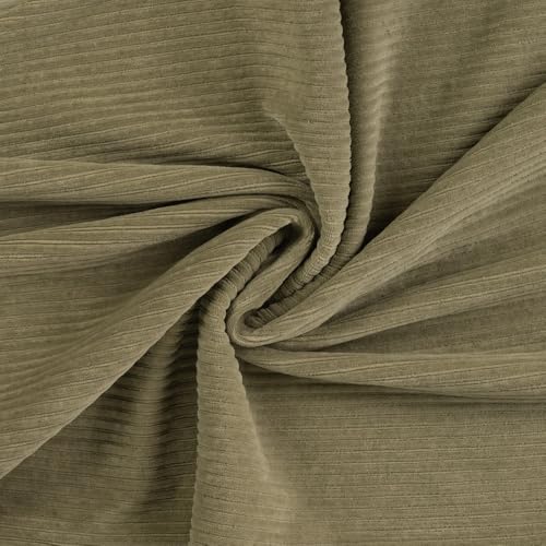 Jersey Cordjersey Breitcordnicki Cord-Jersey Rippenjersey | Breitcordoptik | 50x150 cm | Meterware (Earth khaki) von Die Stofftante