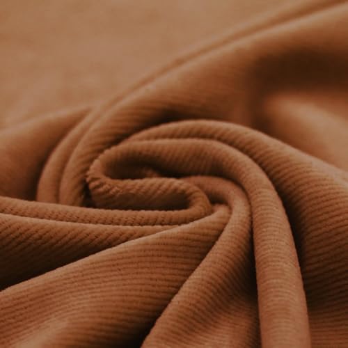 Jerseystoff | Nicki Cordjersey | schmale Rippen | Ökotex | ab 50 cm | Meterware (cognac) von Die Stofftante