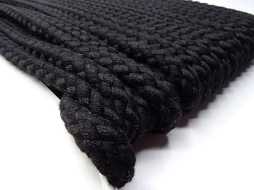 Baumwollkordel 8 mm – 100 % Baumwolle – Meterware ab 1 m – in 36 Farben – Kordel zum Nähen für Turnbeutel, Taschen, Kleidung, Hoodies, Jogginghosen, Accessoires & DIY-Projekte (schwarz) von Die Stofftante