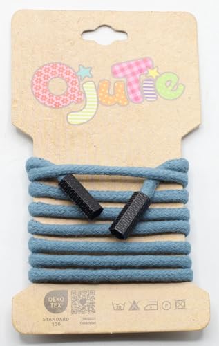 Kordelzug 5 mm | konfektioniert mit Kordelenden | 1,15 m lang | 2,17 €/m (Dusty Blue) von Die Stofftante