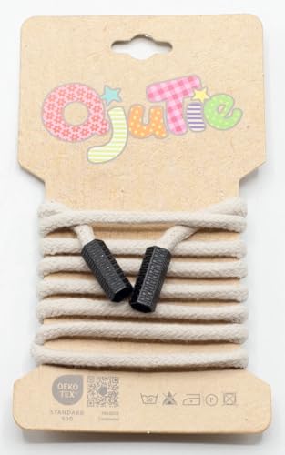 Kordelzug 5 mm rund mit Kordelenden – 1,15 m lang - fertig konfektioniert - für Hoodies, Jogginghosen, Jacken, Bekleidung, Nähzubehör, DIY Projekte – 34 Farben – Ersatz Kordel (Sand) von Die Stofftante