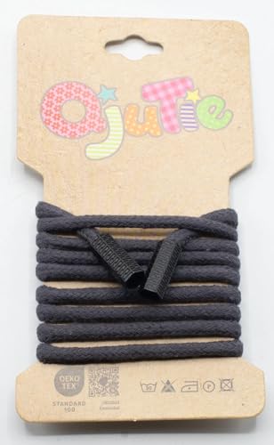 Kordelzug 5 mm rund mit Kordelenden – 1,15 m lang - fertig konfektioniert - für Hoodies, Jogginghosen, Jacken, Bekleidung, Nähzubehör, DIY Projekte – 34 Farben – Ersatz Kordel (Anthracite) von Die Stofftante
